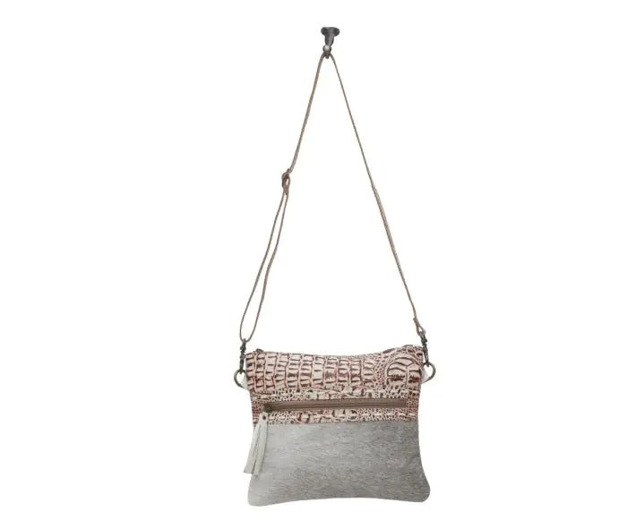 Myra Bag: S-6216 "Smokey Blaze Leather & Hair-On Shoulder Bag"