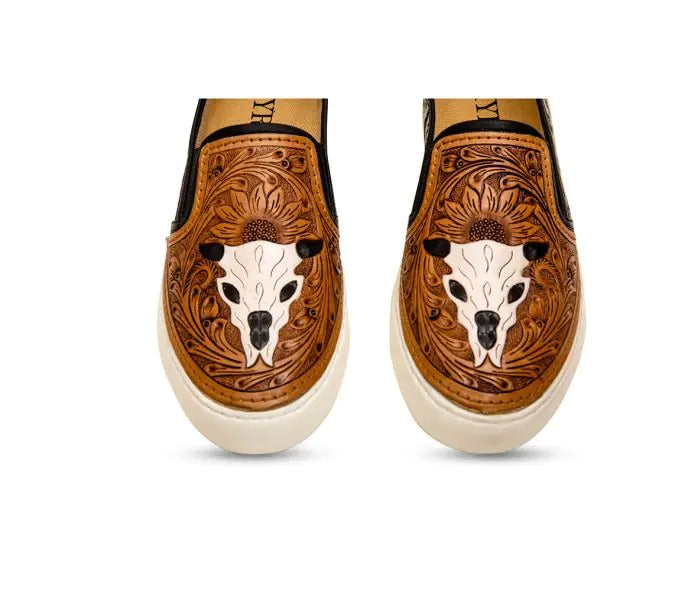 Myra Bag: S-6925 "Reflexo Western Hand-Tooled Slip-On Sneakers"