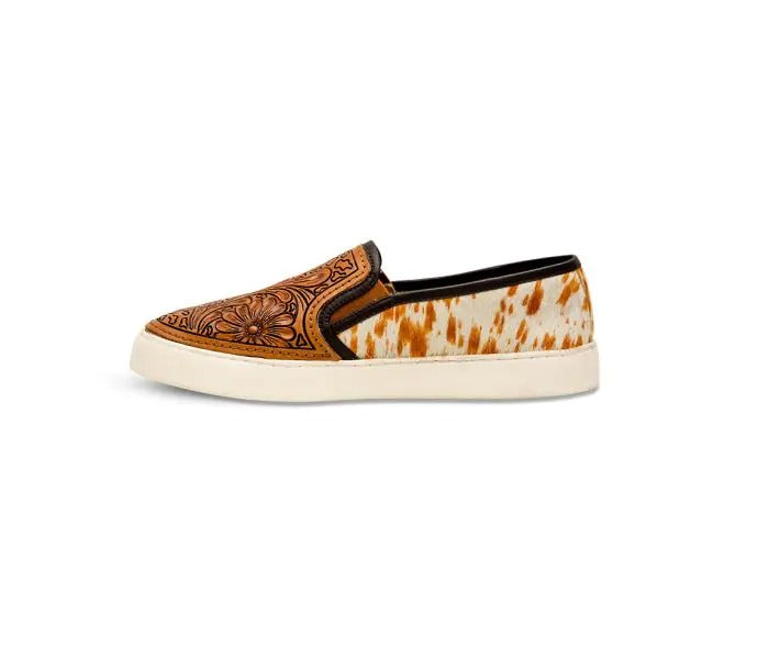 Myra Bag: S-6927 "Argun Western Hand-Tooled Slip-On Sneakers"