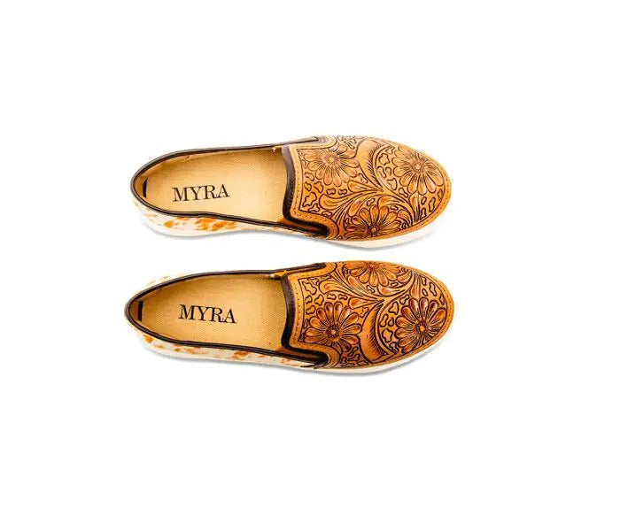 Myra Bag: S-6927 "Argun Western Hand-Tooled Slip-On Sneakers"