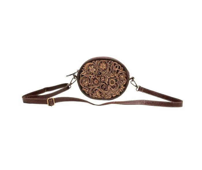 Myra Bag: S-7046 "Discy Hand-Tooled Small Round Bag"