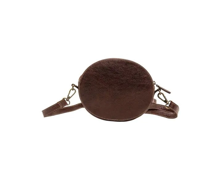 Myra Bag: S-7046 "Discy Hand-Tooled Small Round Bag"