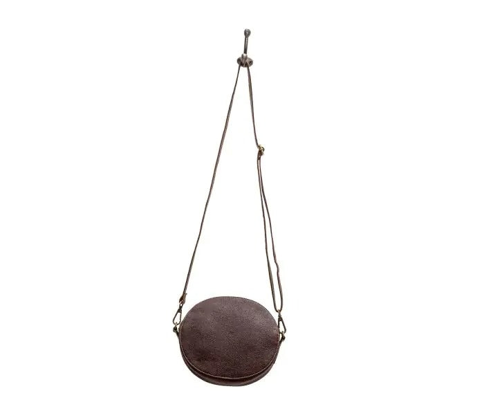 Myra Bag: S-7046 "Discy Hand-Tooled Small Round Bag"