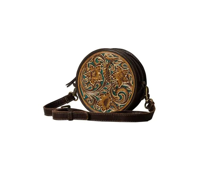 Myra Bag: S-7507 "Magnolia Lane Hand-Tooled Small Round Bag"