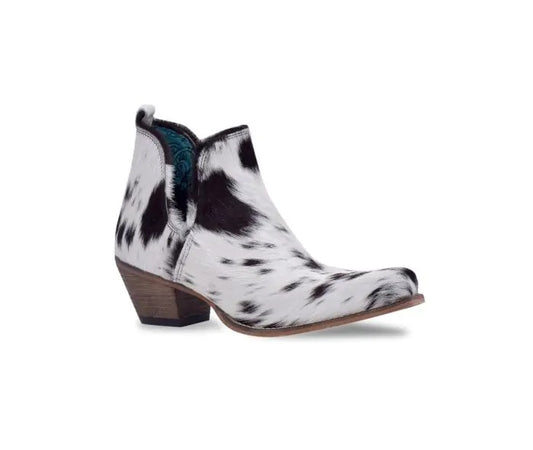 Myra Bag: S-7691 "Sunset Bloom Split-top Hair-on Hide Boots in Black & White"