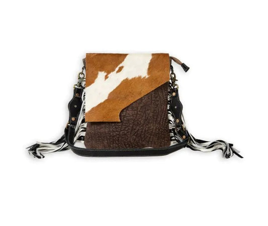 Myra Bag: S-7950 "Stratford Trail Fringed Concealed Carry Bag in Brown & White"