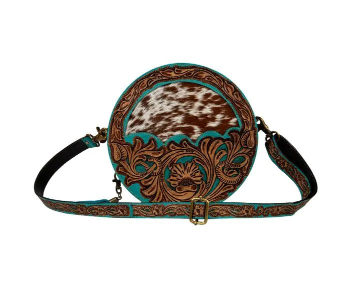 Myra Bag: S-8097 "Desert Rain Hand-Tooled Round Bag"