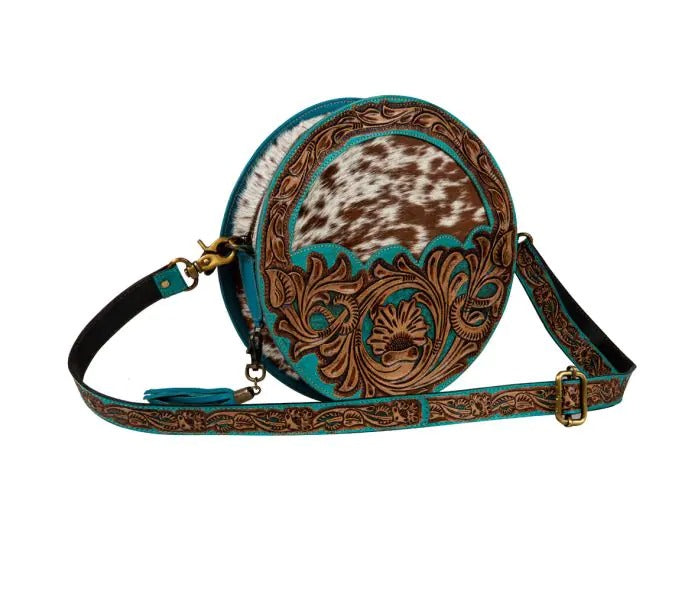 Myra Bag: S-8097 "Desert Rain Hand-Tooled Round Bag"