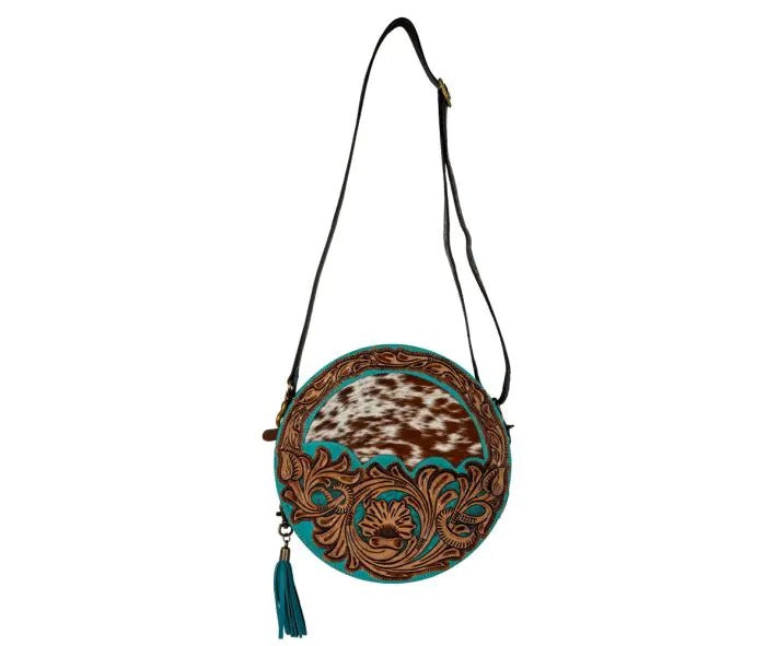 Myra Bag: S-8097 "Desert Rain Hand-Tooled Round Bag"