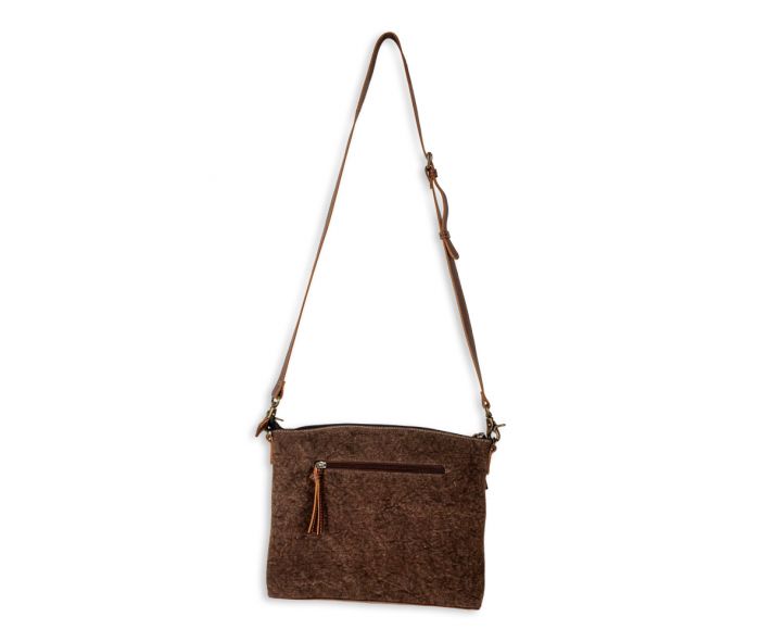 Myra Bag: S-8154 "Clara Mae Hand-Tooled Canvas & Hair On Bag"