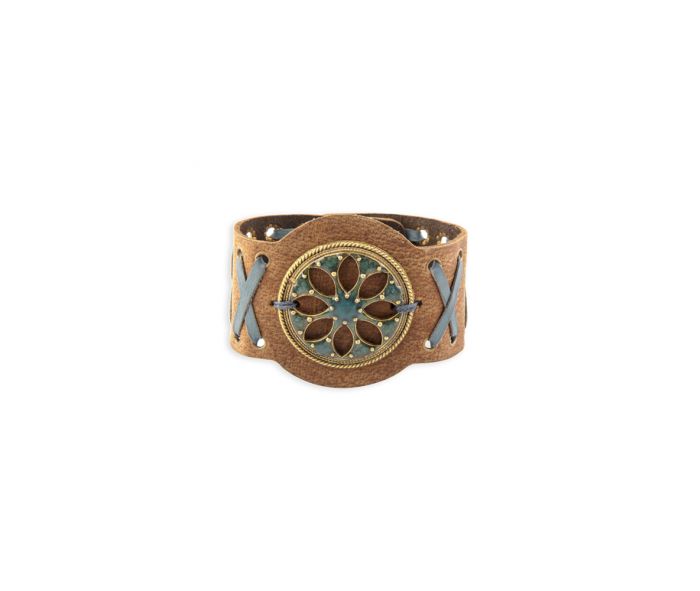 Myra Bag: S-8224 "Wind Song Leather & Medallion Cuff Bracelet"