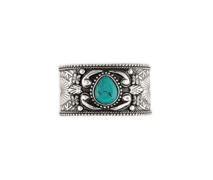 Myra Bag: S-8270 "Mountain Sage Silver Tone & Turquoise Look Bracelet"