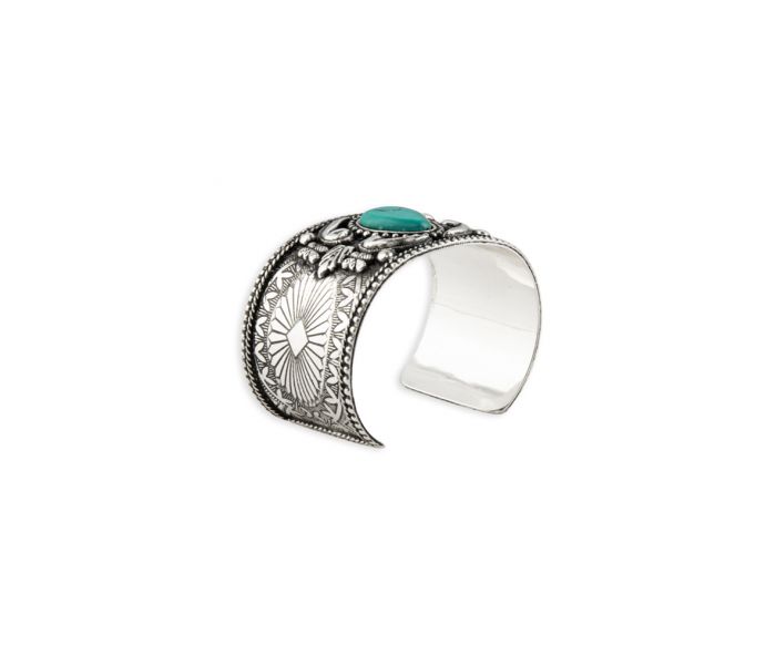 Myra Bag: S-8270 "Mountain Sage Silver Tone & Turquoise Look Bracelet"