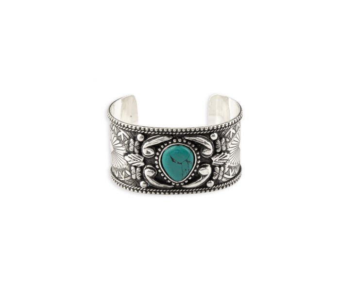 Myra Bag: S-8270 "Mountain Sage Silver Tone & Turquoise Look Bracelet"