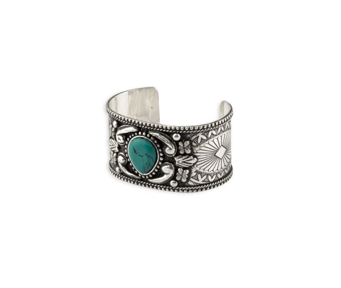 Myra Bag: S-8270 "Mountain Sage Silver Tone & Turquoise Look Bracelet"