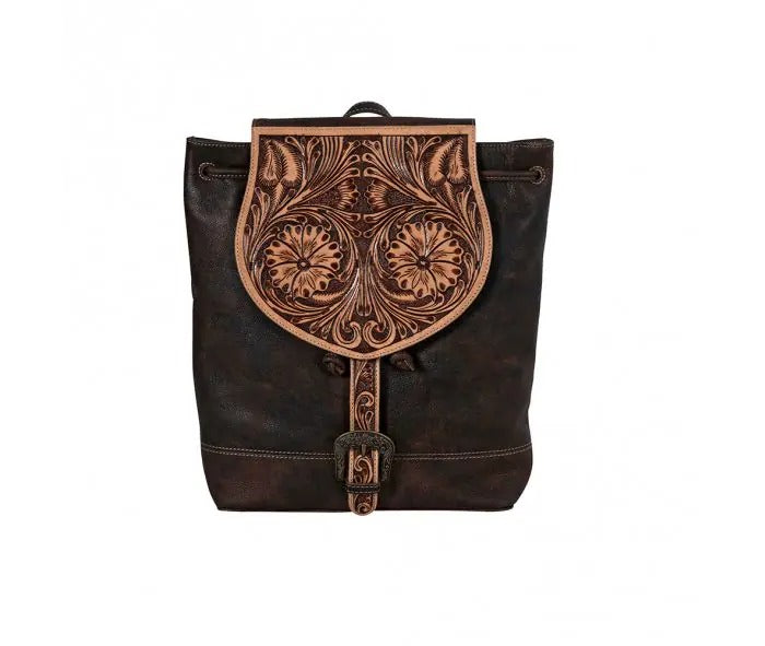 Myra Bag: S-8695 "Rolling Plains Hand-Tooled Leather Backpack Bag"