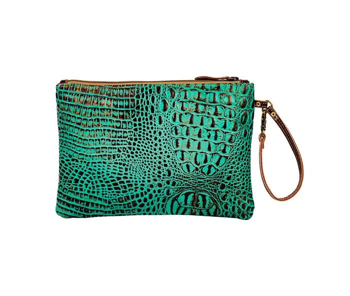 Myra Bag: S-8821 "Sipala Hand-Tooled Green Leather Pouch"