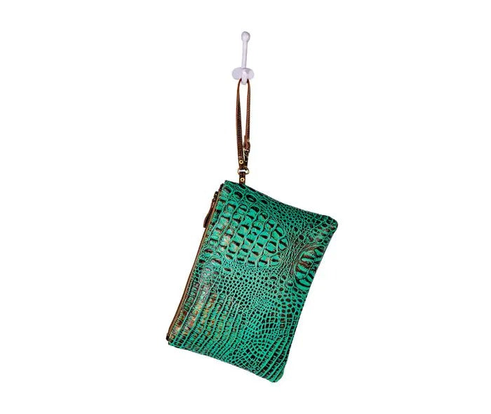 Myra Bag: S-8821 "Sipala Hand-Tooled Green Leather Pouch"