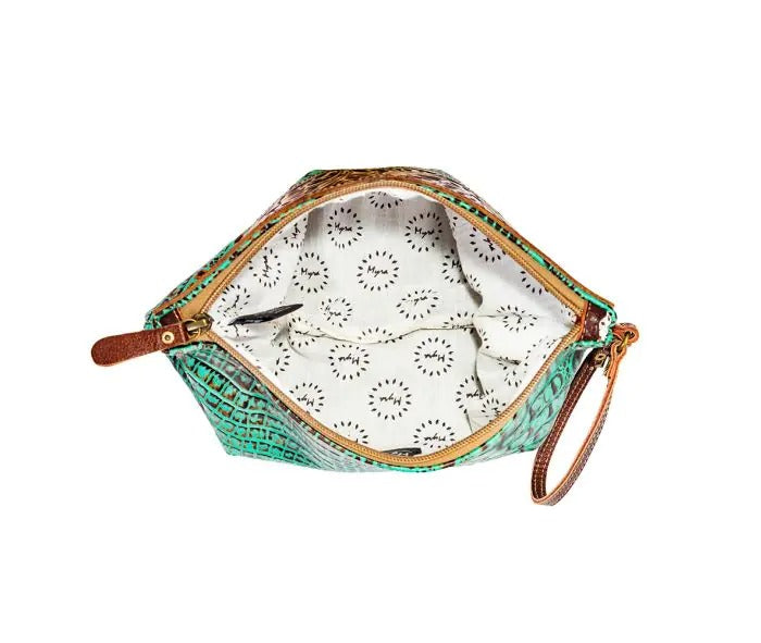 Myra Bag: S-8821 "Sipala Hand-Tooled Green Leather Pouch"