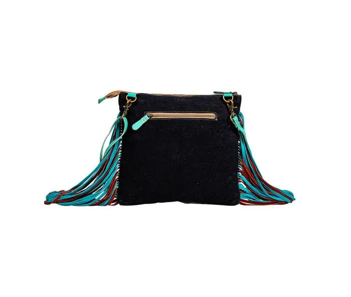 Myra Bag: S-8843 "Galaxy Fire Fringed Hand-Tooled Shoulder Bag"