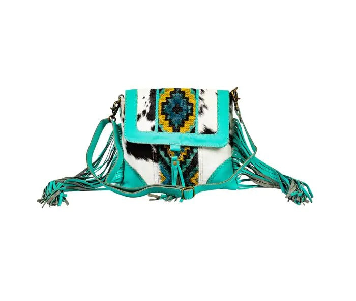 Myra Bag: S-8903 "Tonga Ridge Canvas & Hairon Bag in Turquoise"