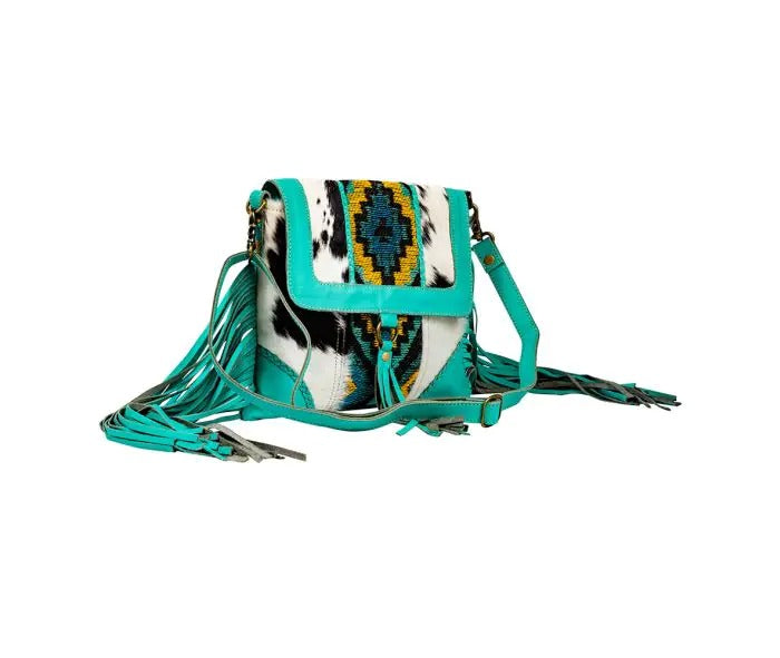 Myra Bag: S-8903 "Tonga Ridge Canvas & Hairon Bag in Turquoise"