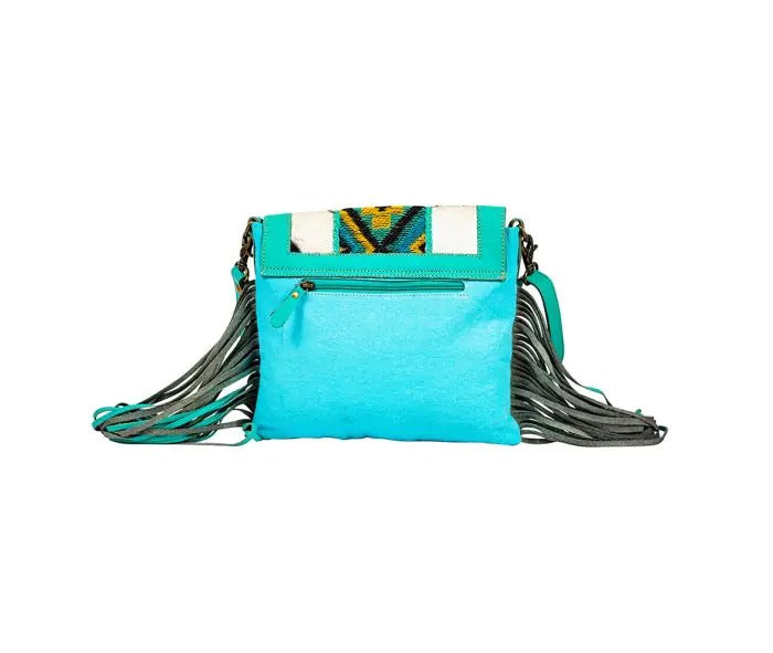 Myra Bag: S-8903 "Tonga Ridge Canvas & Hairon Bag in Turquoise"