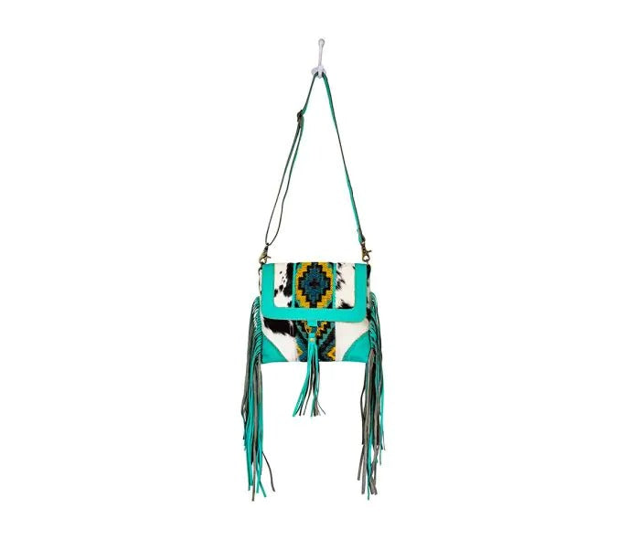 Myra Bag: S-8903 "Tonga Ridge Canvas & Hairon Bag in Turquoise"