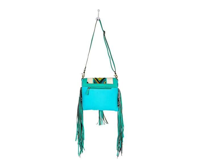 Myra Bag: S-8903 "Tonga Ridge Canvas & Hairon Bag in Turquoise"