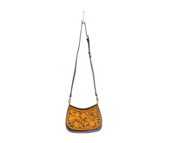 Myra Bag: S-9309 "Daisy Hill Trail Hand-Tooled Shoulder Bag"