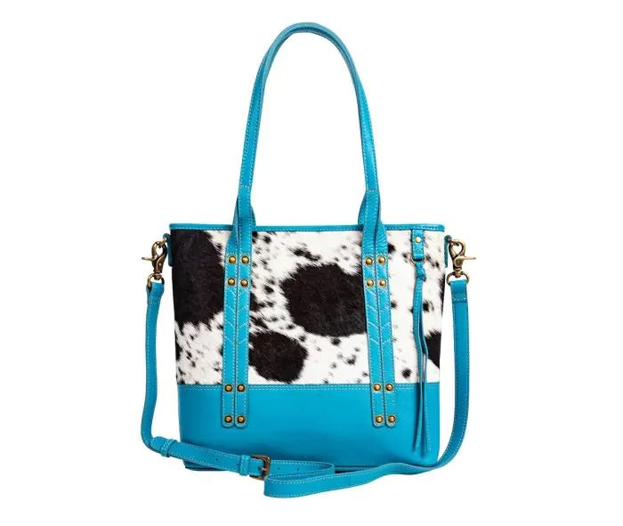 Myra Bag: S-9408 "Blue Ridge Carolina Canvas & Hairon Handbag/Shoulder Bag"