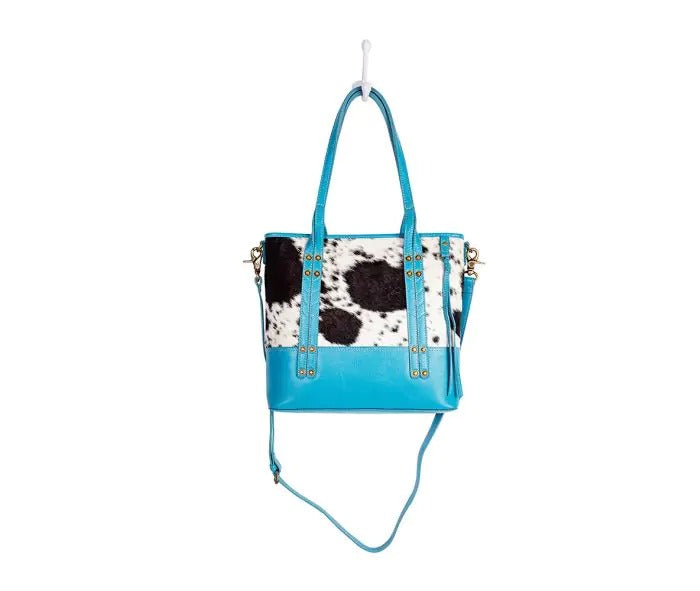 Myra Bag: S-9408 "Blue Ridge Carolina Canvas & Hairon Handbag/Shoulder Bag"