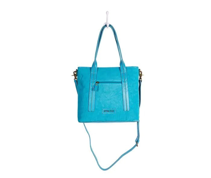 Myra Bag: S-9408 "Blue Ridge Carolina Canvas & Hairon Handbag/Shoulder Bag"