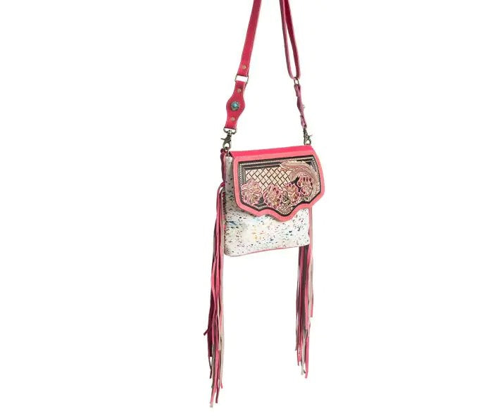 Myra Bag: S-9514 Rosa Verde Hand-Tooled Shoulder Bag"