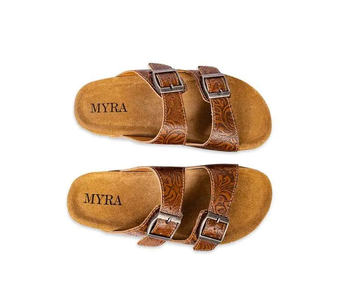 Myra Bag: S-9671 "Maggie Embossed Leather Sandals"