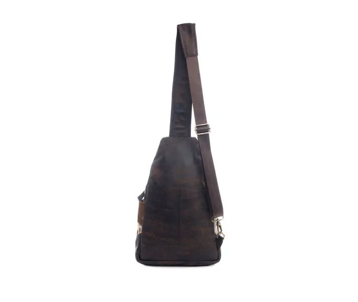 Myra Bag: S-9755 "Mine Cart Way Leather Hair-On Hide Sling Bag"