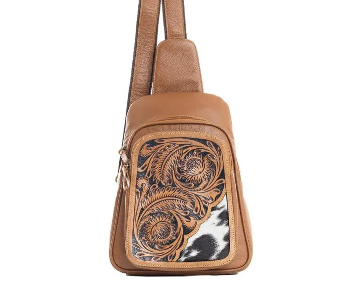 Myra Bag: S-9757 "Kelzer's Creek Hand-Tooled Leather Sling Bag"