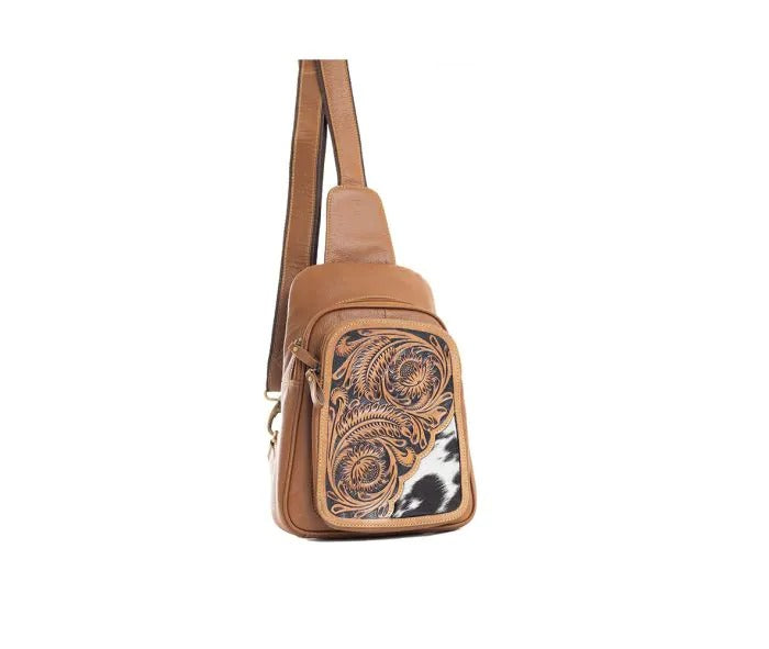 Myra Bag: S-9757 "Kelzer's Creek Hand-Tooled Leather Sling Bag"