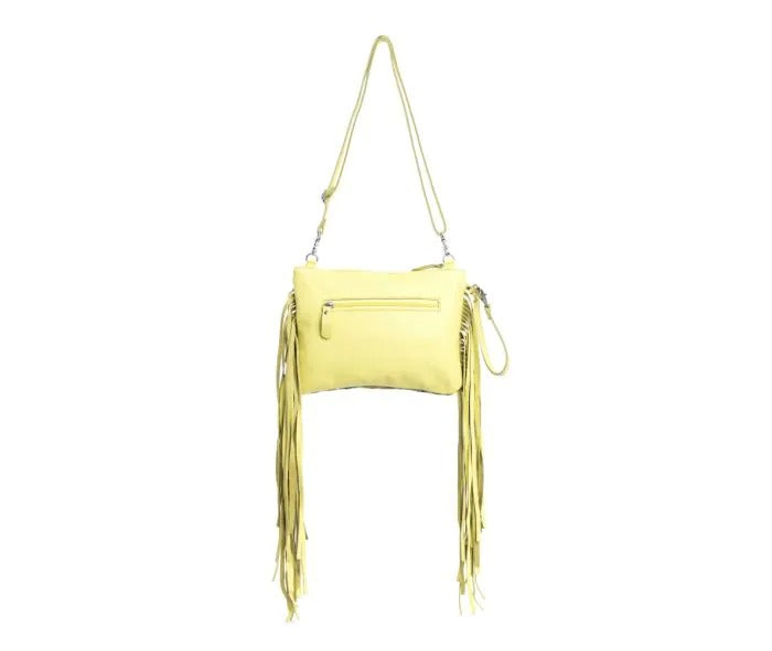 Myra Bag: S-9867 "Gold Leather & Hairon Shoulder Bag"