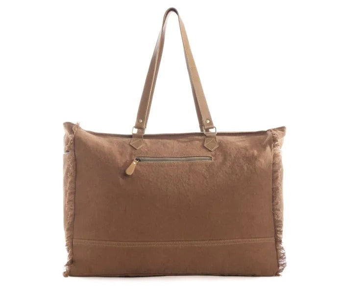 Myra Bag: S-9874 "Wagon Trails Weekender Bag in Warm Chocolate"