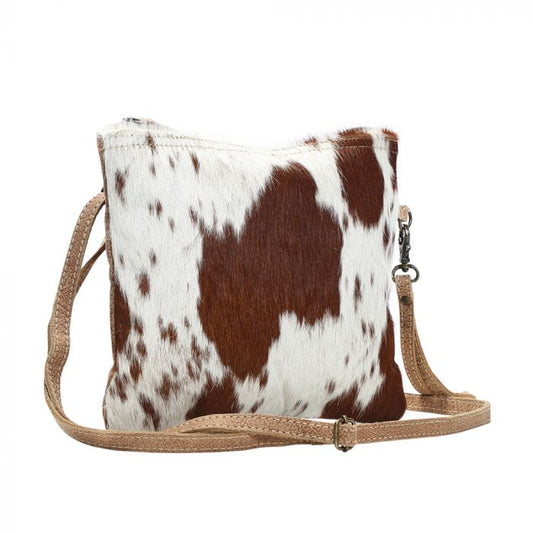 Myra Bag: S-1171 "White & Brown Shade Small Crossbody"