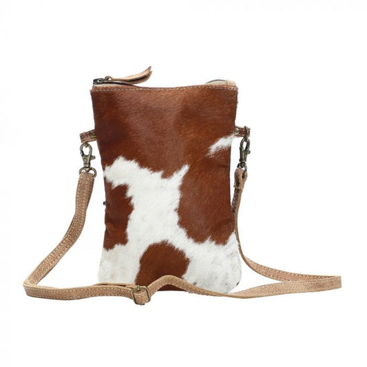 Myra Bag: S-1173 "White & Brown Hair On Crossbody"