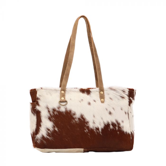 Myra Bag: S-1453 "Fawn & White Hairon Handbag"