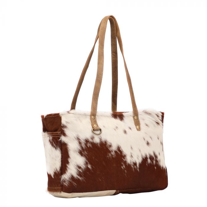 Myra Bag: S-1453 "Fawn & White Hairon Handbag"