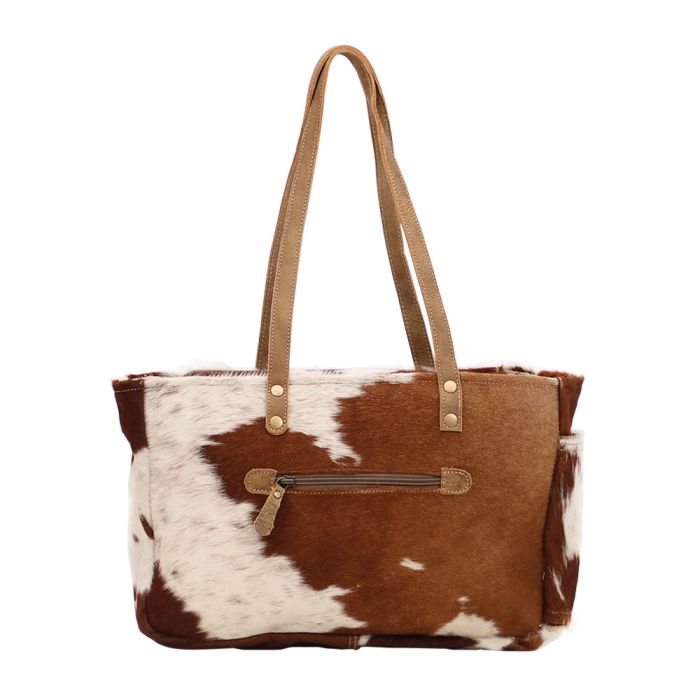 Myra Bag: S-1453 "Fawn & White Hairon Handbag"