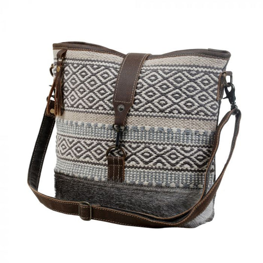 Myra Bag: S-3065 "IDENTITY RUG & LEATHER SHOULDER BAG"