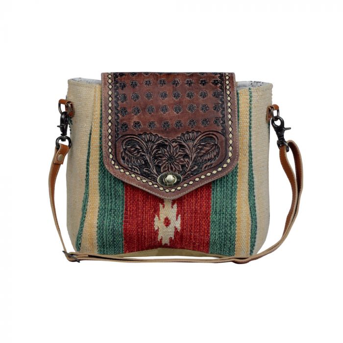 Myra Bag: S-3302 "EMBOSSED SCARLET HAND-TOOLED SHOULDER BAG"