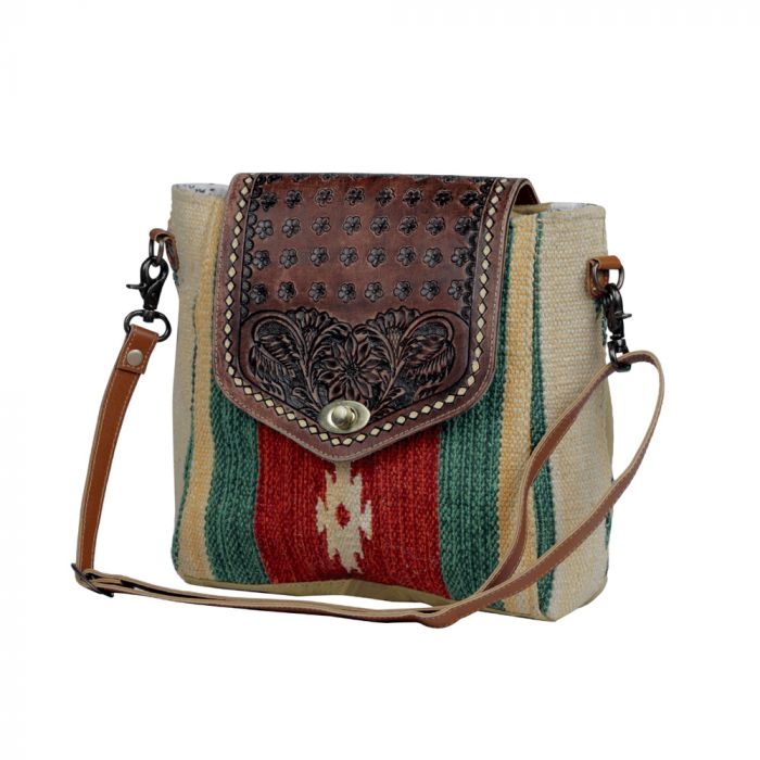 Myra Bag: S-3302 "EMBOSSED SCARLET HAND-TOOLED SHOULDER BAG"