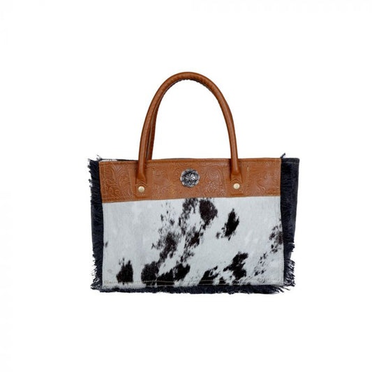 Myra Bag: S-3335 "SPOTLESS CANVAS AND HAIRON HANDBAG"