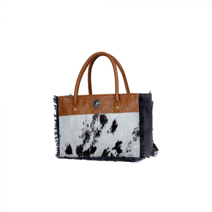 Myra Bag: S-3335 "SPOTLESS CANVAS AND HAIRON HANDBAG"